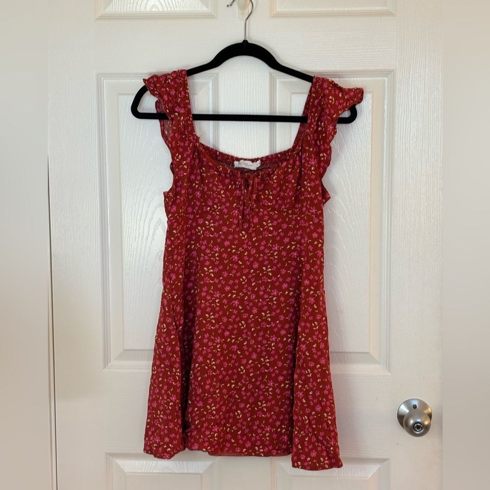 Nordstrom All in Favor Red Ruffled Smocked Sun Dress
